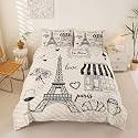 Feelyou Eiffel Tower Comforter Set Girls Queen