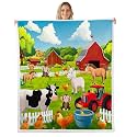 Feelyou Kids Fleece Throw Cartoon Farmhouse Sherpa