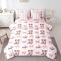 Feelyou Kwaii Pink Bow Cowgirl Comforter Set with Sheets 7 Piece King Coquette Western Aesthetic Bed in a Bag Boys Girls Cowboy Hat Boots Bedding Set Girly Western Room Decor Bowknot Soft Lightweight