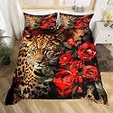 Feelyou Leopard Cheetah Comforter Cover Set Girls Boys Decorative Twin