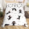 Feelyou Sausage Dog Comforter Cover Set Boys Kids Soft Queen