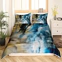 Feelyou Vintage Abstract Bedding Set for Kids Boys Girls Messy Rust Painting Comforter Cover Set Modern Grunge Art Duvet Cover Bedroom Decor Blue Bedspread Cover Twin Size Bedclothes Zipper