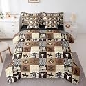 Feelyou Western Comforter Set with Sheets 7 Piece Full Southwestern Aztec Country Horse Cowboy Bedding Set for Kids Boys Girls Rustic Ranch Pattern Bed in a Bag Cow Skull Room Decor Soft Lightweight