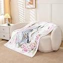 Feelyou White Horse Sherpa Throw Blanket 5034x6034