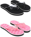 Feens Women Slippers (Black, Pink , 8)