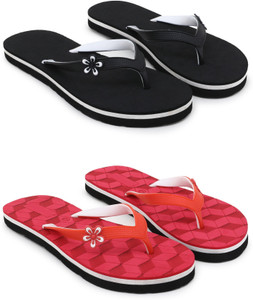 feens women slippers black red  5