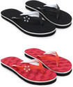 Feens Women Slippers (Black, Red , 8)