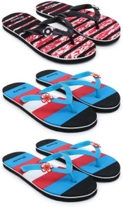 feens for women combo of 3 flip flop  women slippers black blue  6
