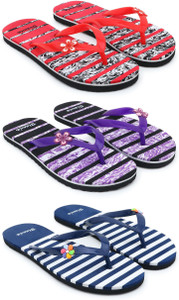 feens for women combo of 3 flip flop  women slippers red blue  4