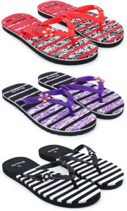 feens for women combo of 3 flip flop  women slippers red black  5