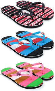 feens for women combo of 3 flip flop  women slippers black pink  7