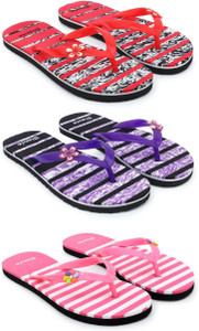 feens for women combo of 3 flip flop  women slippers red pink  7