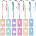 Feifeiya 12 Pcs PVC Hall Pass Lanyards Set School Pass Unbreakable, Pastel