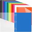 Feifeiya 24 Pack Plastic Report Covers with 3 Prongs Presentation Folders Bulk, 100 Sheet Capacity, Clear Front Report Covers for Presentation Document Paper School Office Supplies (Multicolor)
