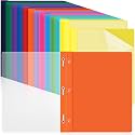Feifeiya 36 Pack Plastic Report Covers with 3 Prongs Presentation Folders Bulk, 100 Sheet Capacity, Clear Front Report Covers for Presentation Document Paper School Office Supplies (Colorful)