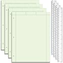 Feifeiya 4 Pack Engineering Paper Notebook Graph Paper Pads 8.5 x 11 Inches Engineer Computation Pad with Plastic Rulers 12 Inch,3 Hole 5x5 Quad Grid Engineering Pad, 100 Sheets/Pack (Green)