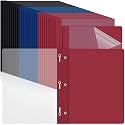 Feifeiya 48 Pack Plastic Report Covers with 3 Prongs Presentation Folders Bulk, 100 Sheet Capacity, Clear Front Report Covers for Presentation Document Paper School Office Supplies (Dark Colors)