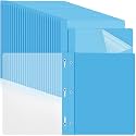 Feifeiya 48 Pack Plastic Report Covers with 3 Prongs Presentation Folders Bulk, 100 Sheet Capacity, Clear Front Report Covers for Presentation Document Paper School Office Supplies (Sky Blue)