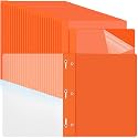 Feifeiya 48 Pack Plastic Report Covers with 3 Prongs Presentation Folders Bulk, 100 Sheet Capacity, Clear Front Report Covers for Presentation Document Paper School Office Supplies (Orange)