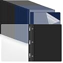 Feifeiya 48 Pack Plastic Report Covers with 3 Prongs Presentation Folders Bulk, 100 Sheet Capacity, Clear Front Report Covers for Presentation Document Paper School Office Supplies (Blue,Black)