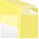 Feifeiya 48 Pack Plastic Report Covers with 3 Prongs Presentation Folders Bulk, 100 Sheet Capacity, Clear Front Report Covers for Presentation Document Paper School Office Supplies (Yellow)