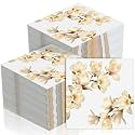 Feifeiya 60 Pcs White Magnolia Floral Cocktail Paper Napkins 6.5 x 6.5 Inch