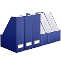 Feifeiya Magazine Holder Set of 6 Cardboard File Holder Desk, Navy Blue