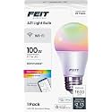 Feit Electric Smart Bulb, 100W Equivalent Color Changing &amp; Tunable White, 2.4Ghz WiFi Light Bulb, Works with Alexa &amp; Google Assistant, High CRI Dimmable LED OM100/RGBW/CA/AG, 1 Count (Pack of 12)