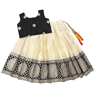 feliz the designer studio baby girls readymade south indian pattu pavadai lehenga choli set for kids