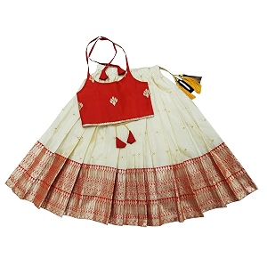 feliz the designer studio baby girls readymade south indian pattu pavadai lehenga choli set for kids
