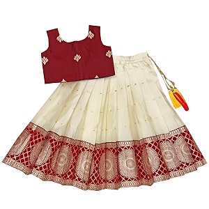 feliz the designer studio baby girls readymade south indian pattu pavadai lehenga choli set for kids