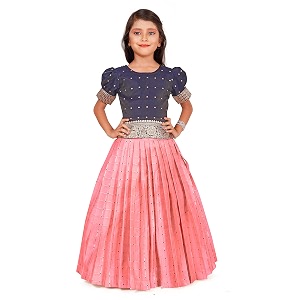 feliz the designer studio girl39s round neck half sleeve pattu pavadai silk lehenga choli for 1-10 years