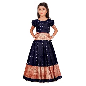 feliz the designer studio girl39s round neck half sleeve pattu pavadai silk lehenga choli for 1-10 years