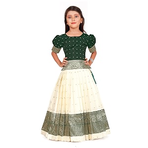 feliz the designer studio girl39s round neck half sleeve pattu pavadai silk lehenga choli for 1-10 years