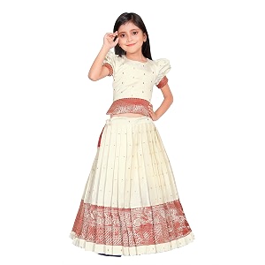 feliz the designer studio girl39s round neck half sleeve pattu pavadai silk lehenga choli for 1-10 years