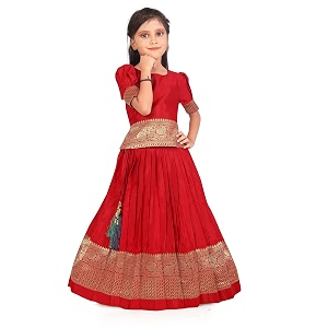feliz the designer studio girl39s round neck half sleeve pattu pavadai silk lehenga choli for 1-10 years