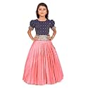 FELIZ THE DESIGNER STUDIO Girl's Round Neck Half Sleeve Pattu Pavadai Silk Lehenga choli for 1-10 Years