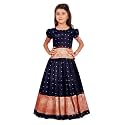 FELIZ THE DESIGNER STUDIO Girl's Round Neck Half Sleeve Pattu Pavadai Silk Lehenga choli for 1-10 Years