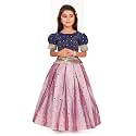 FELIZ THE DESIGNER STUDIO Girl's Round Neck Half Sleeve Pattu Pavadai Silk Lehenga choli for 1-10 Years