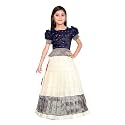 FELIZ THE DESIGNER STUDIO Girl's Round Neck Half Sleeve Pattu Pavadai Silk Lehenga choli for 1-10 Years