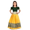 FELIZ THE DESIGNER STUDIO Girl's Round Neck Half Sleeve Pattu Pavadai Silk Lehenga choli for 1-10 Years