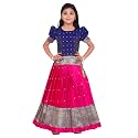FELIZ THE DESIGNER STUDIO Girl's Round Neck Half Sleeve Pattu Pavadai Silk Lehenga choli for 1-10 Years