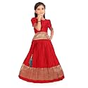 FELIZ THE DESIGNER STUDIO Girl's Round Neck Half Sleeve Pattu Pavadai Silk Lehenga choli for 1-10 Years