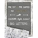 Felt Letter Board 12x16 Inch Rustic Wood Frame - Pre Cut & Sorted 725 Letters with Stand, Cursive Style Letters, Big Letters, Plastic Organizer, Shabby Chic Vintage Decor
