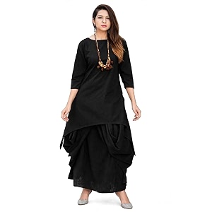 Femezone Womens Linen Blend Cotton Dhoti Kurta