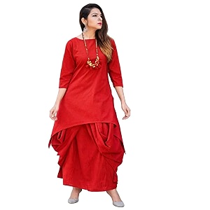 Femezone Womens Linen Blend Cotton Dhoti Kurta
