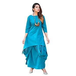 Femezone Womens Linen Blend Cotton Dhoti Kurta