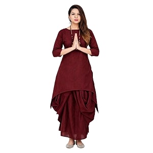 Femezone Womens Linen Blend Cotton Dhoti Kurta