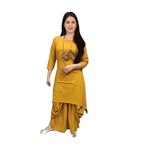 Femezone Womens Linen Blend Cotton Dhoti Kurta