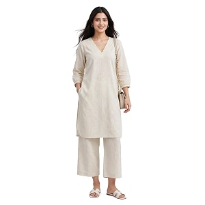 Femezone Women Cotton slub Co-ord Kurta and